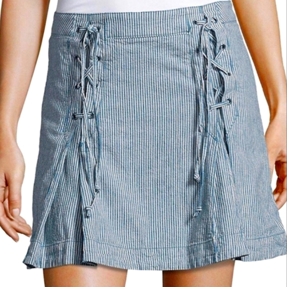 Free People Dresses & Skirts - Free People Railroad Stripe Tie Pleat Mini Skirt 6